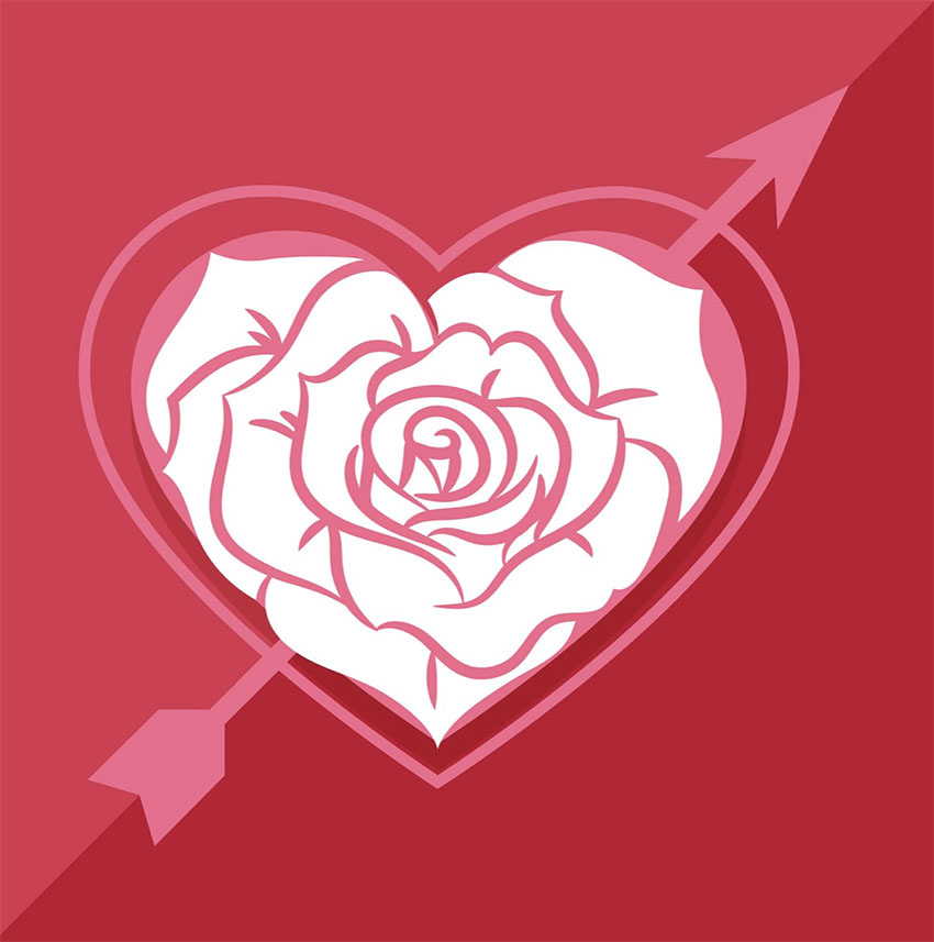 Love Rose White Heart Graphic